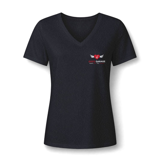 Women's V‑Neck Tee — 'God's Daughter' Heart & Wings Faith Shirt