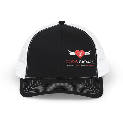 God's Garage Embroidered Trucker Cap – Faith-Based Auto Mechanic Hat