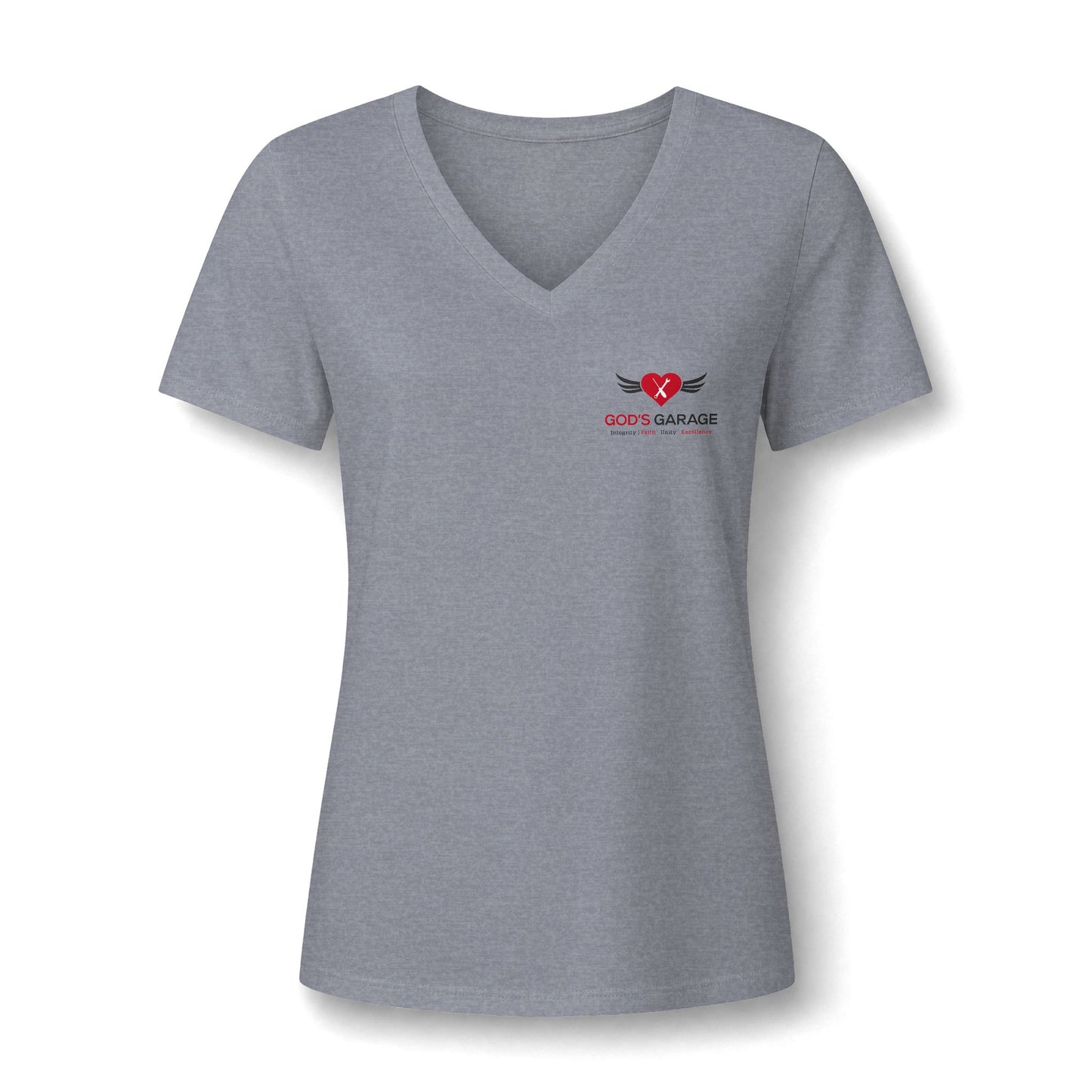 Women's V‑Neck Tee — 'God's Daughter' Heart & Wings Faith Shirt