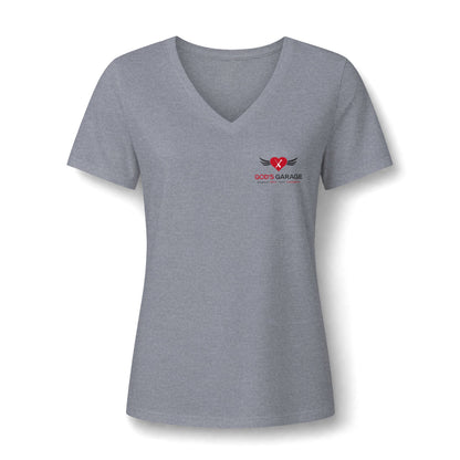 Women's V‑Neck Tee — 'God's Daughter' Heart & Wings Faith Shirt
