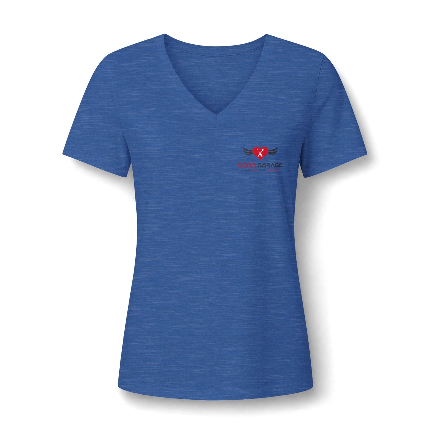 Women's V‑Neck Tee — 'God's Daughter' Heart & Wings Faith Shirt