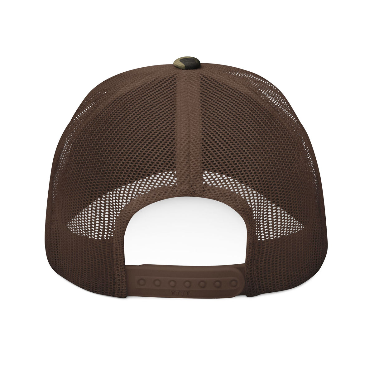 Camouflage Trucker Hat — "God's Garage" Embroidered Heart & Wrench Patch