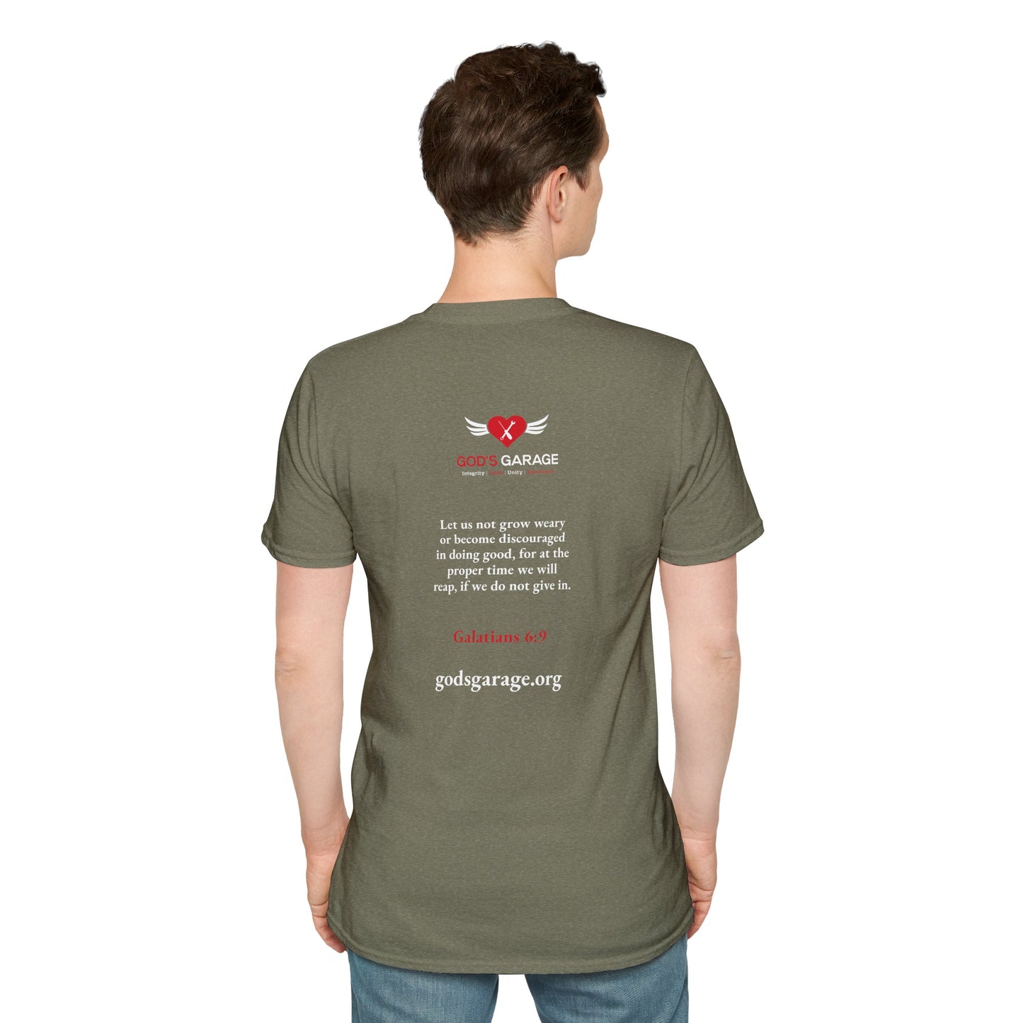 Galatians 6:9 | God’s Garage Unisex T-Shirt