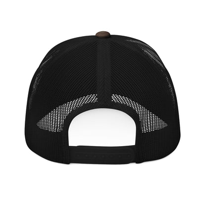 Camouflage Trucker Hat — "God's Garage" Embroidered Heart & Wrench Patch