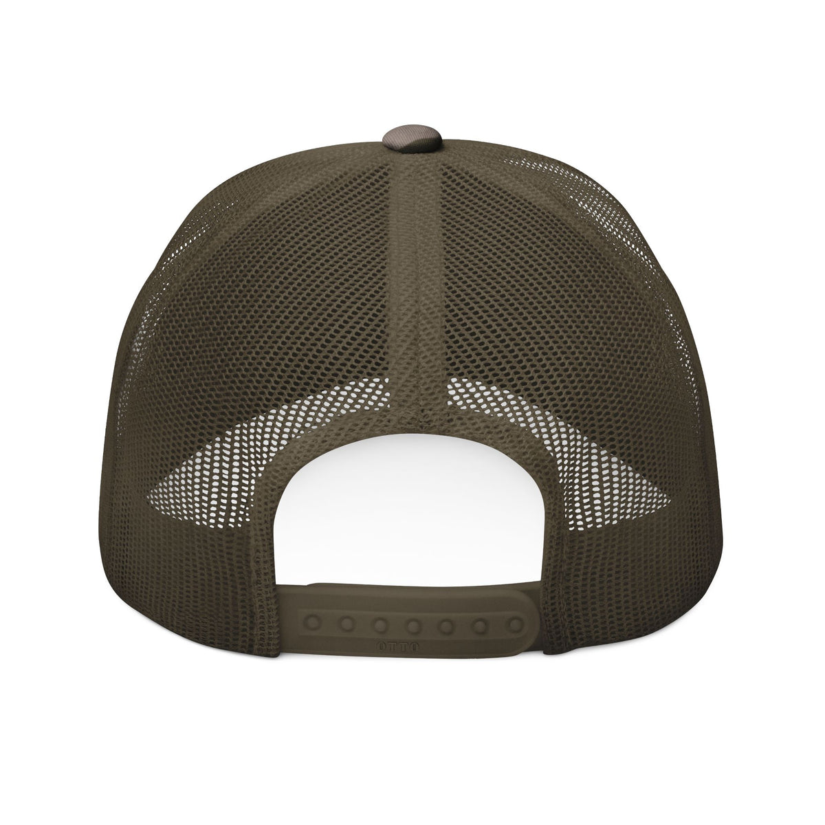 Camouflage Trucker Hat — "God's Garage" Embroidered Heart & Wrench Patch
