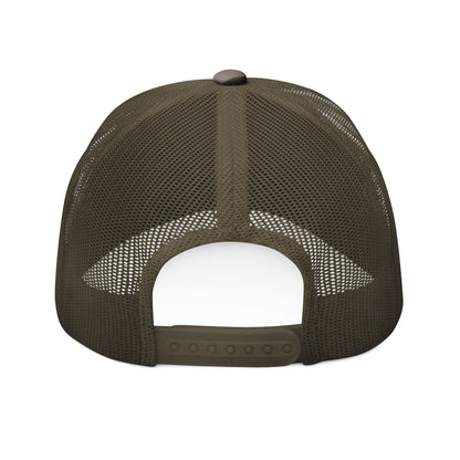 Camouflage Trucker Hat — "God's Garage" Embroidered Heart & Wrench Patch