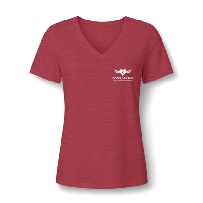 Women's V‑Neck Tee — 'God's Daughter' Heart & Wings Faith Shirt