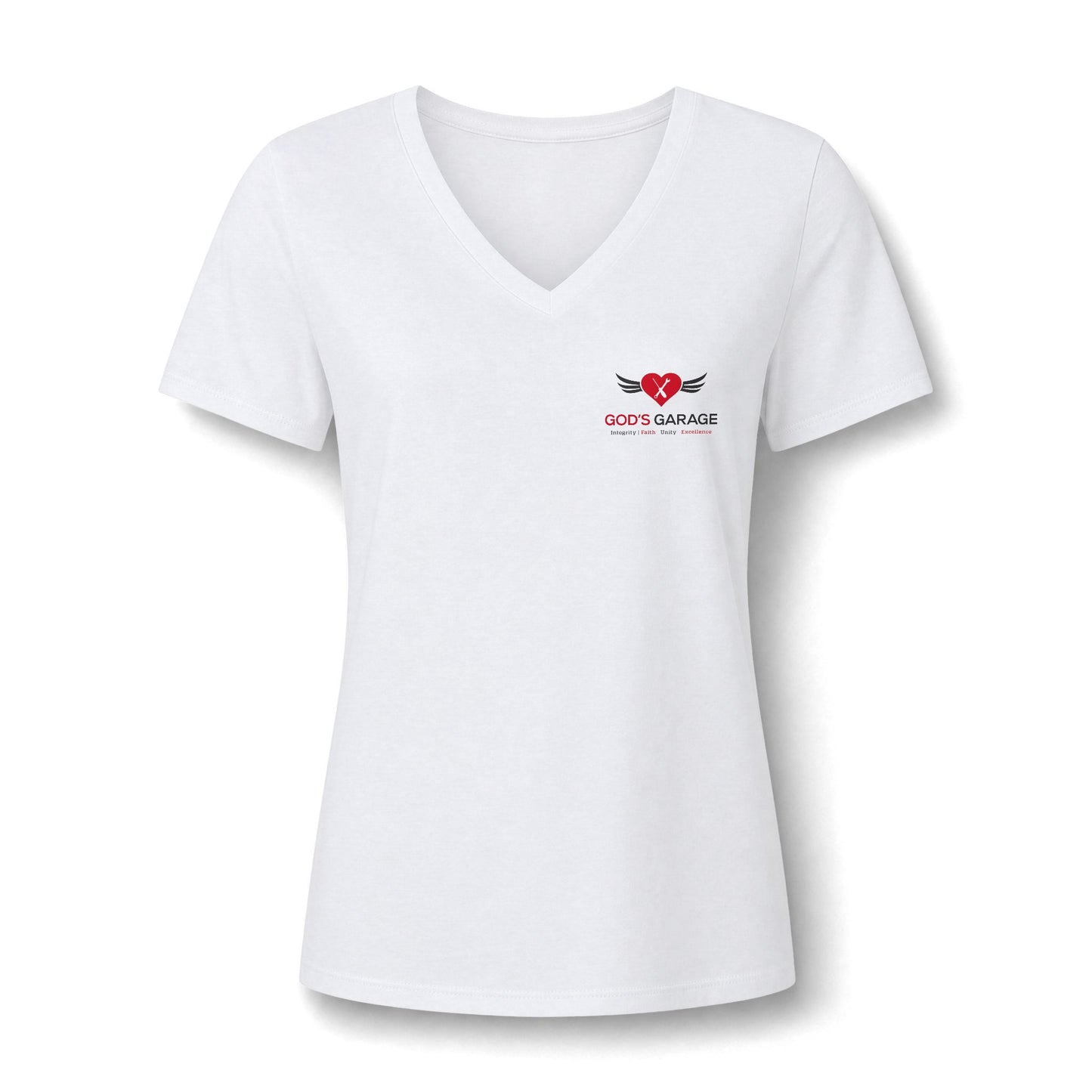 Women's V‑Neck Tee — 'God's Daughter' Heart & Wings Faith Shirt