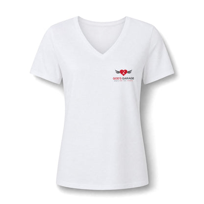 Women's V‑Neck Tee — 'God's Daughter' Heart & Wings Faith Shirt