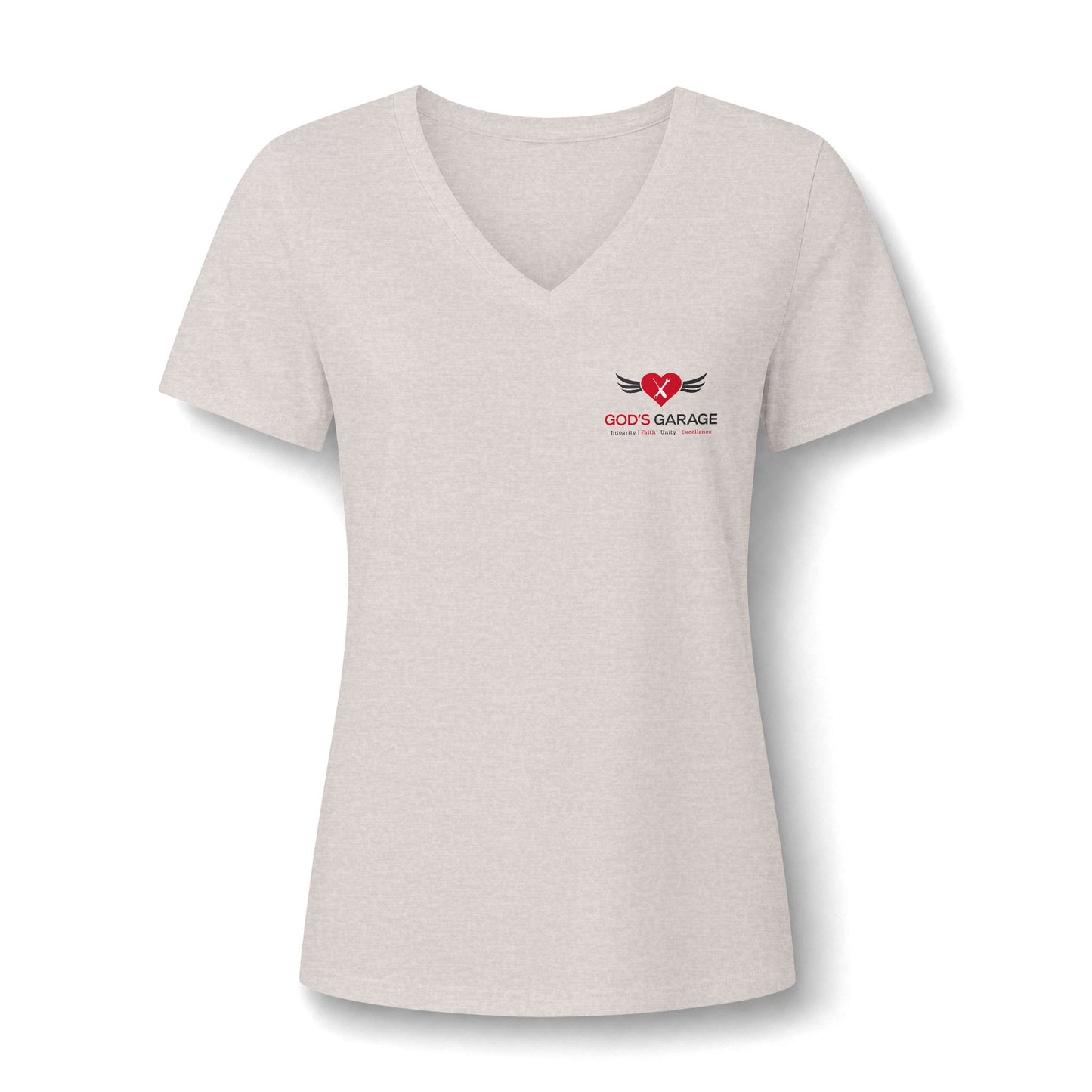 Women's V‑Neck Tee — 'God's Daughter' Heart & Wings Faith Shirt