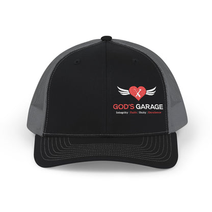 God's Garage Embroidered Trucker Cap – Faith-Based Auto Mechanic Hat